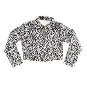 Vintage Soft Fleecy Cheetah Print Crop Zip Jacket